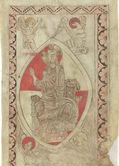 Framed Print : Christ in Majesty [recto], early 12th century. Creator: Unknown