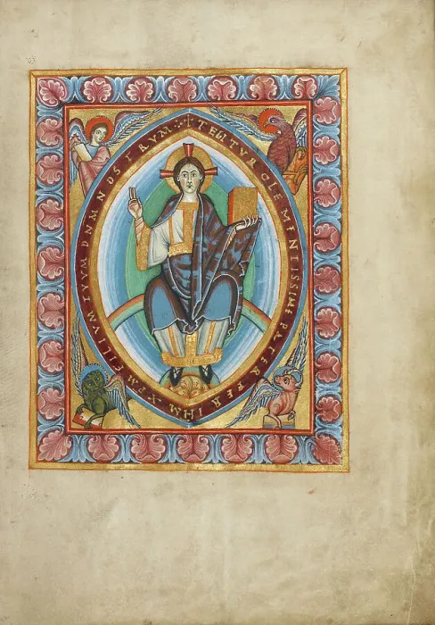 Framed Print : Christ in Majesty; Sacramentary, about 1025-1050. Creator: Unknown Framed Print : Christ in Majesty; Sacramentary, about 1025-1050. Creator: Unknown