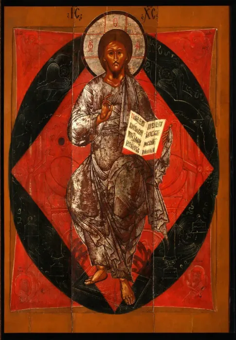Framed Print : Christ in Majesty (Saviour of the World), 17th century. Artist: Russian icon Framed Print : Christ in Majesty (Saviour of the World), 17th century. Artist: Russian icon