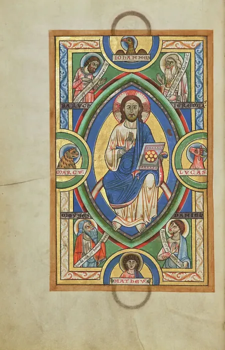 Framed Print : Christ in Majesty; Stammheim Missal, probably 1170s. Creator: Unknown Framed Print : Christ in Majesty; Stammheim Missal, probably 1170s. Creator: Unknown