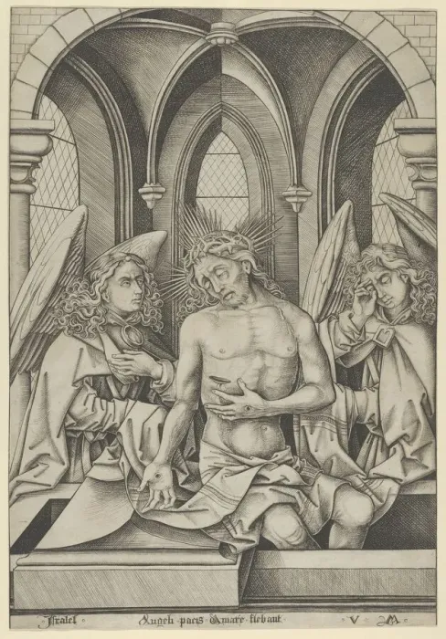 Framed Print : Christ as the Man of Sorrows Between Two Angels, ca. 1500. ca. 1500