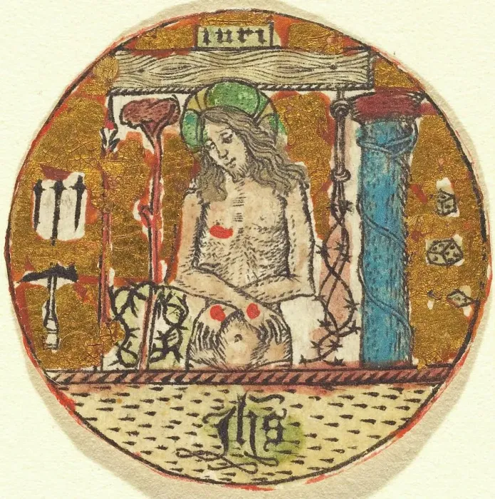 Framed Print : Christ as the Man of Sorrows, c. 1450 / 1460. Creator: Master E.S. Follower of Framed Print : Christ as the Man of Sorrows, c. 1450 / 1460. Creator: Master E.S. Follower of