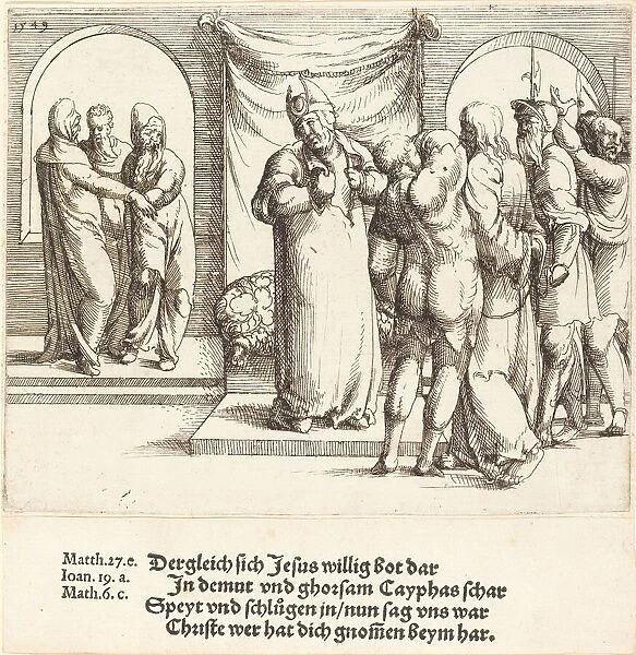 Christ is Mocked, and Caiaphas Rends His Garments, 1549. Creator: Augustin Hirschvogel