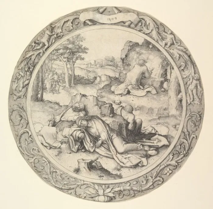 Framed Print : Christ on the Mount of Olives, from the Circular Passion, 1509. Creator: Lucas van Leyden Framed Print : Christ on the Mount of Olives, from the Circular Passion, 1509. Creator: Lucas van Leyden