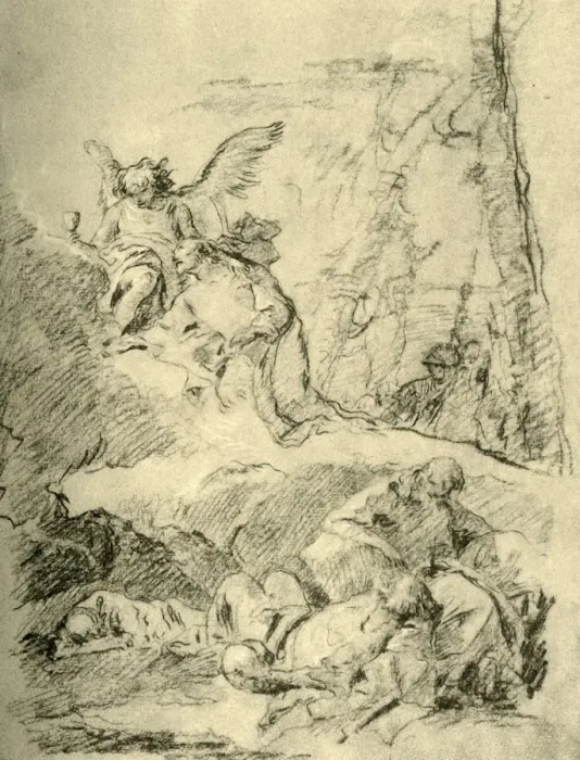Framed Print : Christ on the Mount of Olives, mid 18th century, (1928). Artist: Giovanni Battista Tiepolo Framed Print : Christ on the Mount of Olives, mid 18th century, (1928). Artist: Giovanni Battista Tiepolo
