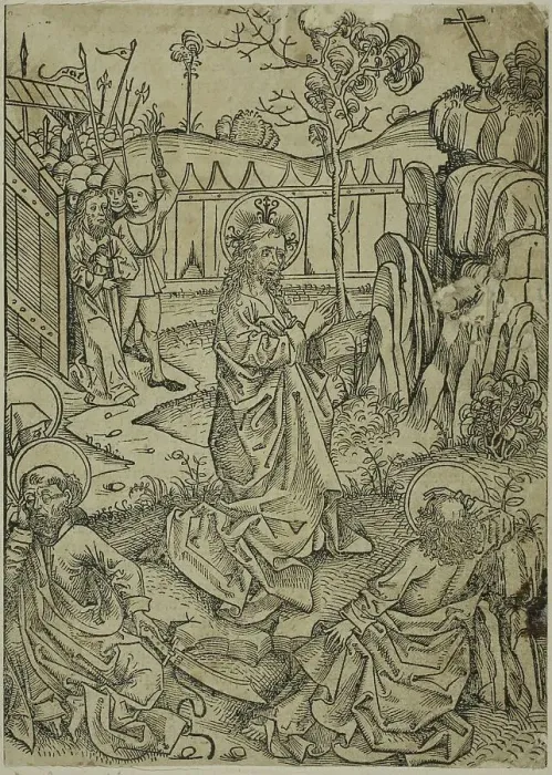 Framed Print : Christ on Mount of Olives, page 52 from the Treasury (Schatzbehalter), 1491. Creator: Michael Wolgemut Framed Print : Christ on Mount of Olives, page 52 from the Treasury (Schatzbehalter), 1491. Creator: Michael Wolgemut