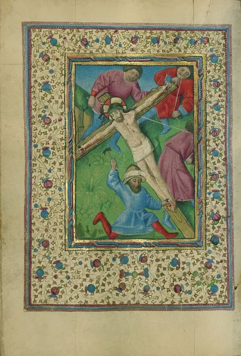 Framed Print : Christ Nailed to the Cross; Book of Hours, about 1460. Creator: Unknown Framed Print : Christ Nailed to the Cross; Book of Hours, about 1460. Creator: Unknown