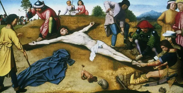 Framed Print : Christ Nailed to the Cross, c1481. Artist: Gerard David Framed Print : Christ Nailed to the Cross, c1481. Artist: Gerard David