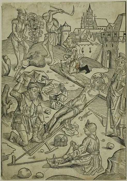 Framed Print : Christ Nailed to the Cross, page 85 from the Treasury (Schatzbehalter), 1491. Creator: Michael Wolgemut Framed Print : Christ Nailed to the Cross, page 85 from the Treasury (Schatzbehalter), 1491. Creator: Michael Wolgemut
