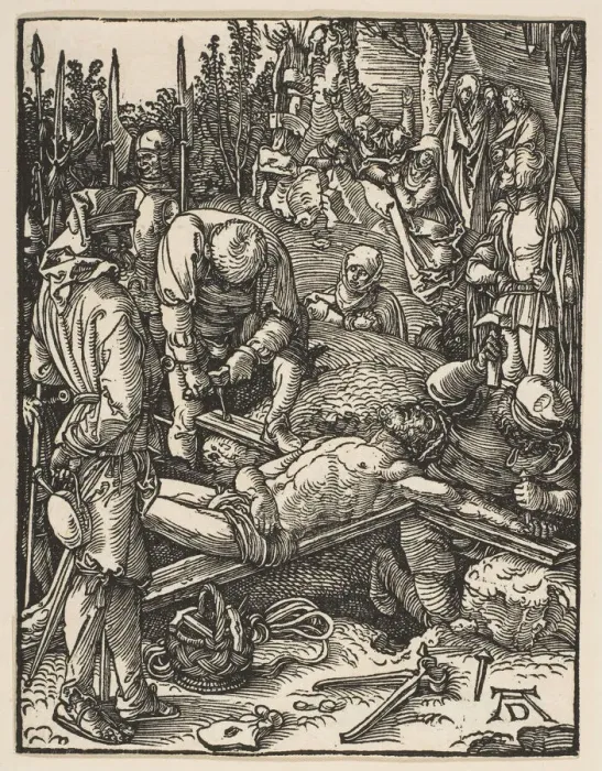 Framed Print : Christ Nailed to the Cross, from The Small Passion, ca. 1509. Creator: Albrecht Durer Framed Print : Christ Nailed to the Cross, from The Small Passion, ca. 1509. Creator: Albrecht Durer