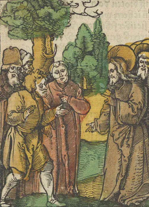 Framed Print : Christ and the Pharisees, from Das Plenarium, 1517. Creator Framed Print : Christ and the Pharisees, from Das Plenarium, 1517. Creator