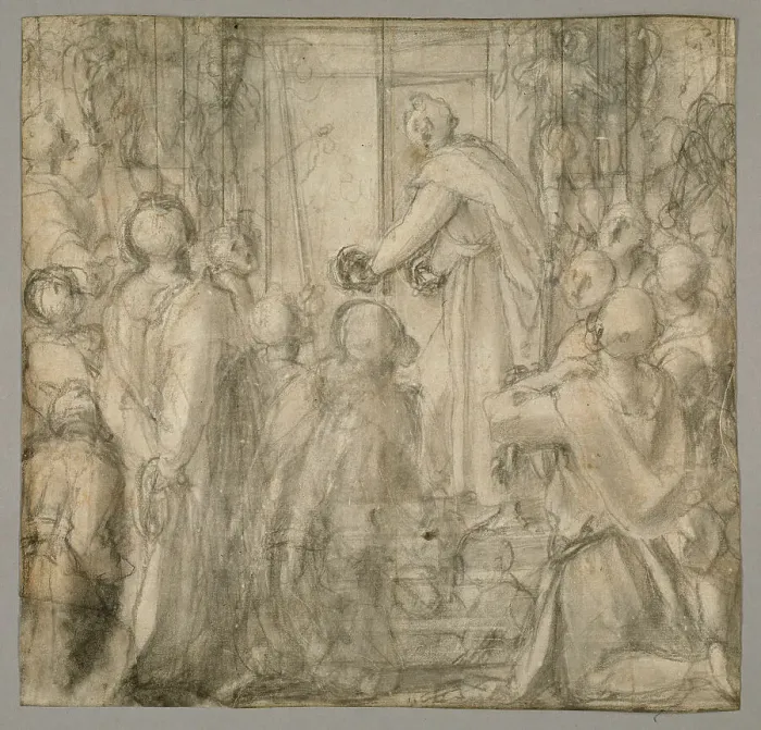Framed Print : Christ before Pilate, 1522 / 23. Creator: Jacopo Pontormo Framed Print : Christ before Pilate, 1522 / 23. Creator: Jacopo Pontormo