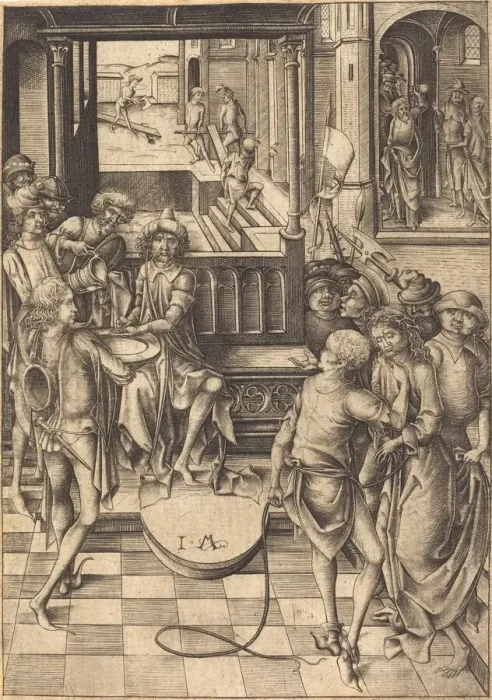 Framed Print : Christ before Pilate, c. 1480. Creator: Israhel van Meckenem Framed Print : Christ before Pilate, c. 1480. Creator: Israhel van Meckenem