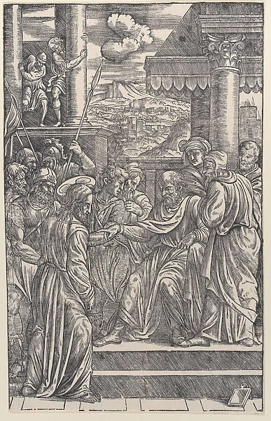 Christ before Pilate, from a series of sixteen prints of the Passion of Christ, 1538. 1538. Creator: Anon