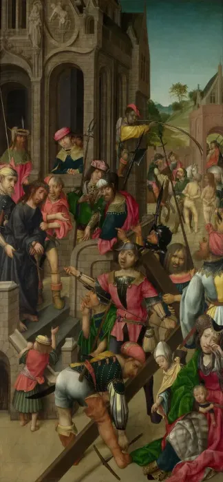 Framed Print : Christ presented to the People (Triptych: Scenes from the Passion of Christ, left panel), c. 1510. Artist: Master of Delft (active Early 16th cen. ) Framed Print : Christ presented to the People (Triptych: Scenes from the Passion of Christ, left panel), c. 1510. Artist: Master of Delft (active Early 16th cen. )