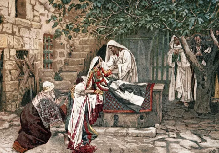 Framed Print : Christ raising the daughter of Jairus, Governor of the Synagogue, from the dead, 1897. Artist: James Tissot