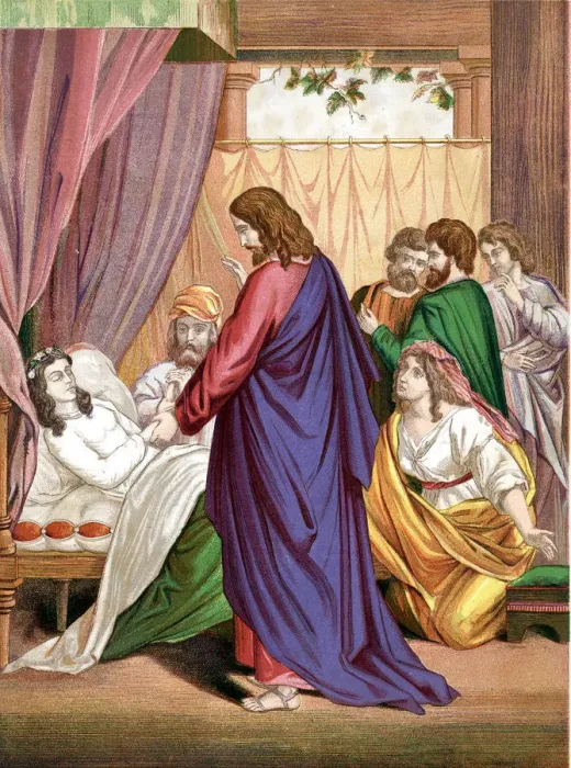 Framed Print : Christ raising the daughter of Jairus, governor of the Synagogue, from the dead, mid 19th century Framed Print : Christ raising the daughter of Jairus, governor of the Synagogue, from the dead, mid 19th century