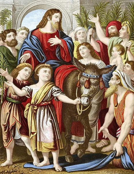 Christ riding into Jerusalem on an ass, c1860