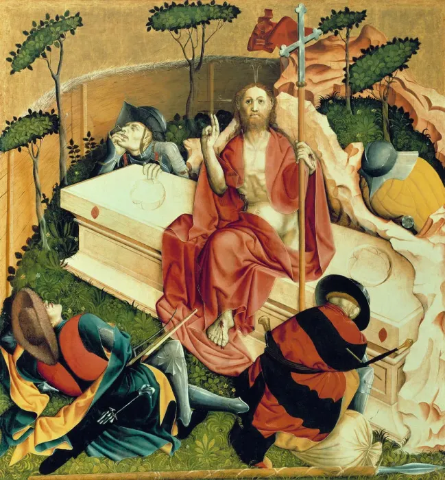 Framed Print : Christ rising from the Tomb. The Wings of the Wurzach Altar, 1437. Artist: Multscher, Hans (c. 1400-1467) Framed Print : Christ rising from the Tomb. The Wings of the Wurzach Altar, 1437. Artist: Multscher, Hans (c. 1400-1467)