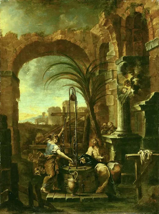 Framed Print : Christ and the Samaritan Woman, 1705-1710. Creator: Alessandro Magnasco Framed Print : Christ and the Samaritan Woman, 1705-1710. Creator: Alessandro Magnasco