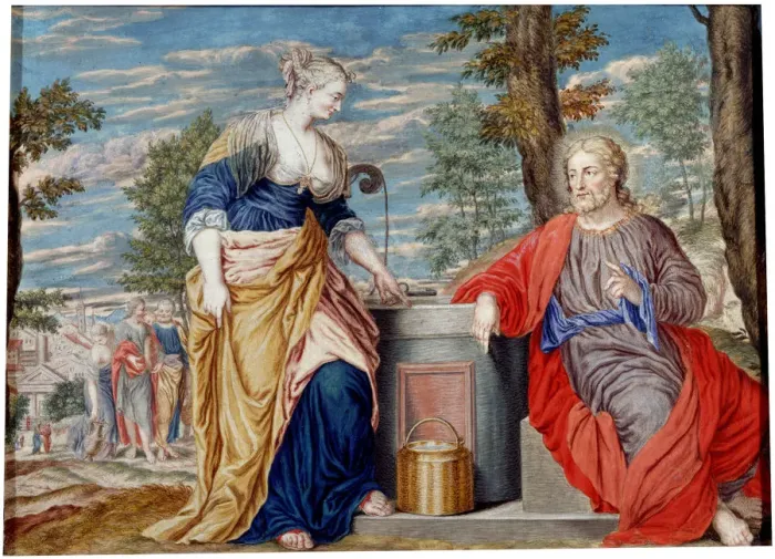 Framed Print : Christ and Samaritan woman at Jacobs Well Framed Print : Christ and Samaritan woman at Jacobs Well