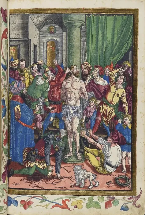Framed Print : Christ is scourged in Pilate's house. From the Great Passion (Passio domini nostri Jesu), 1511. Creator: Dürer, Albrecht (1471-1528) Framed Print : Christ is scourged in Pilate's house. From the Great Passion (Passio domini nostri Jesu), 1511. Creator: Dürer, Albrecht (1471-1528)