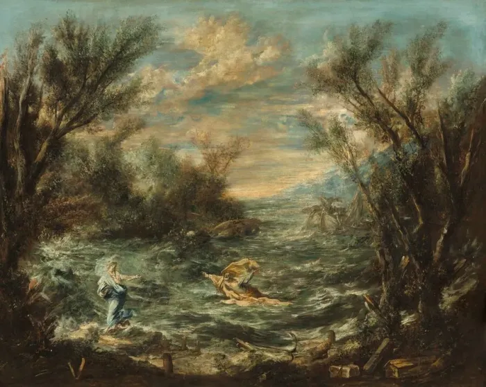 Framed Print : Christ at the Sea of Galilee, c. 1740. Creator: Alessandro Magnasco Framed Print : Christ at the Sea of Galilee, c. 1740. Creator: Alessandro Magnasco