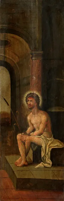 Framed Print : Christ Sitting on the cold Stone, 17th century. Creator: Anon Framed Print : Christ Sitting on the cold Stone, 17th century. Creator: Anon