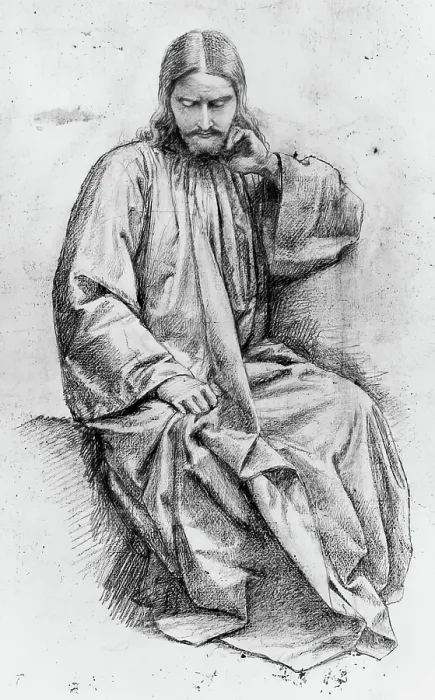 Framed Print : Christ by the Well - Sketch for The Woman of Samaria, c1860. Creator: William Dyce. Christ by the Well - Sketch for The Woman of Samaria, c1860 Framed Print : Christ by the Well - Sketch for The Woman of Samaria, c1860. Creator: William Dyce. Christ by the Well - Sketch for The Woman of Samaria, c1860