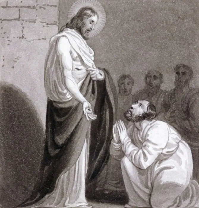 Framed Print : Christ and St Thomas, c1810-c1844. Artist: Henry Corbould Framed Print : Christ and St Thomas, c1810-c1844. Artist: Henry Corbould