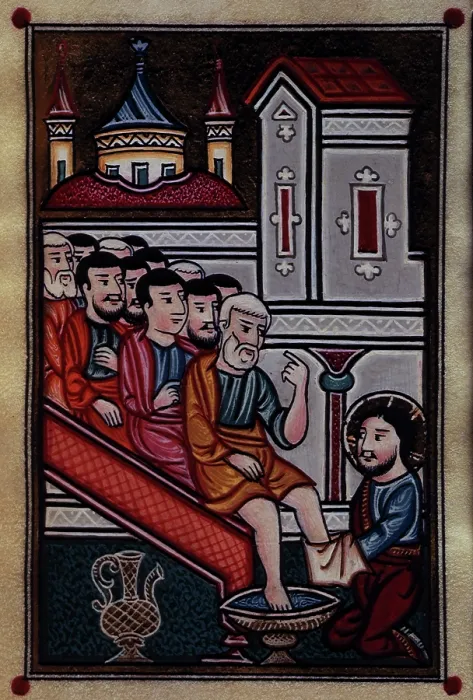 Framed Print : Christ in the symbolic bathing of feet, 1695. Creator: Unknown Framed Print : Christ in the symbolic bathing of feet, 1695. Creator: Unknown