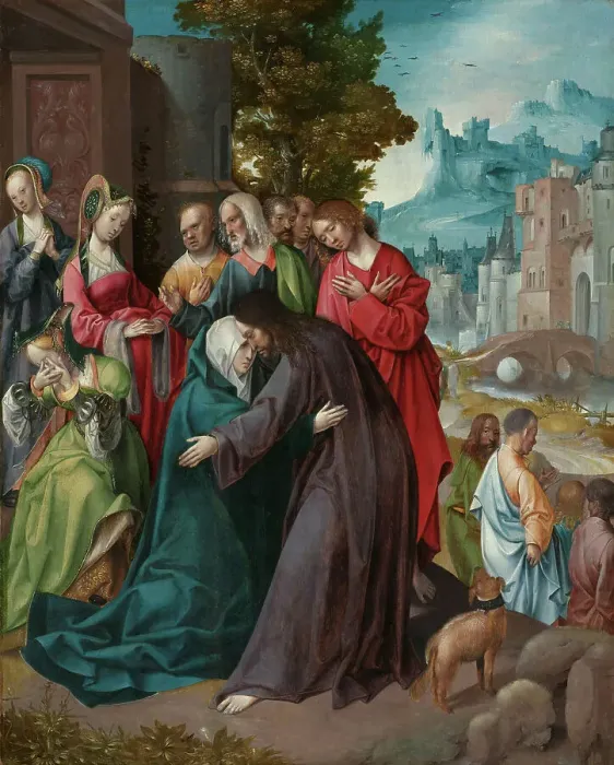 Framed Print : Christ Taking Leave of his Mother, c.1515-c.1520. Creator: Cornelius Engebrechtsz Framed Print : Christ Taking Leave of his Mother, c.1515-c.1520. Creator: Cornelius Engebrechtsz