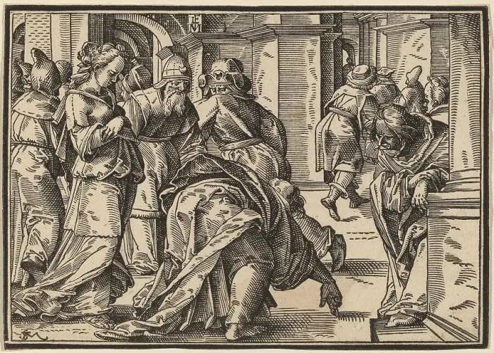Framed Print : Christ Tells His Disciples of the Last Judgment, published 1630. Creator: Christoph Maurer Framed Print : Christ Tells His Disciples of the Last Judgment, published 1630. Creator: Christoph Maurer