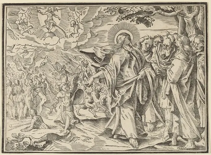 Framed Print : Christ Tells His Disciples of the Last Judgment, published 1630. Creator: Christoph Maurer Framed Print : Christ Tells His Disciples of the Last Judgment, published 1630. Creator: Christoph Maurer