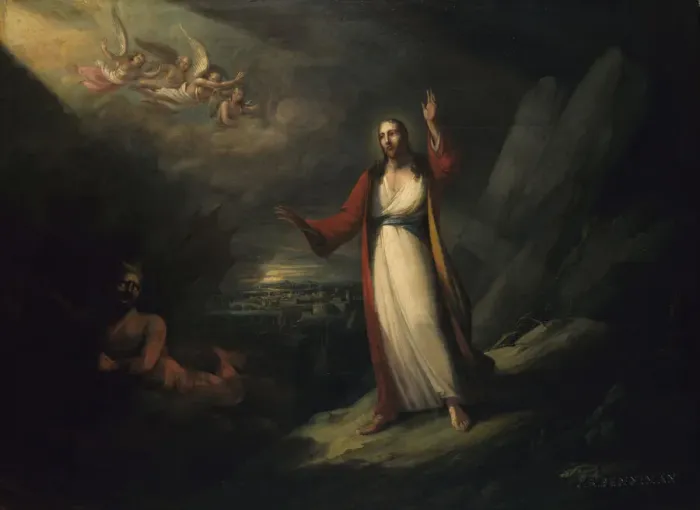 Framed Print : Christ Tempted by the Devil, 1818. Creator: John Ritto Penniman Framed Print : Christ Tempted by the Devil, 1818. Creator: John Ritto Penniman