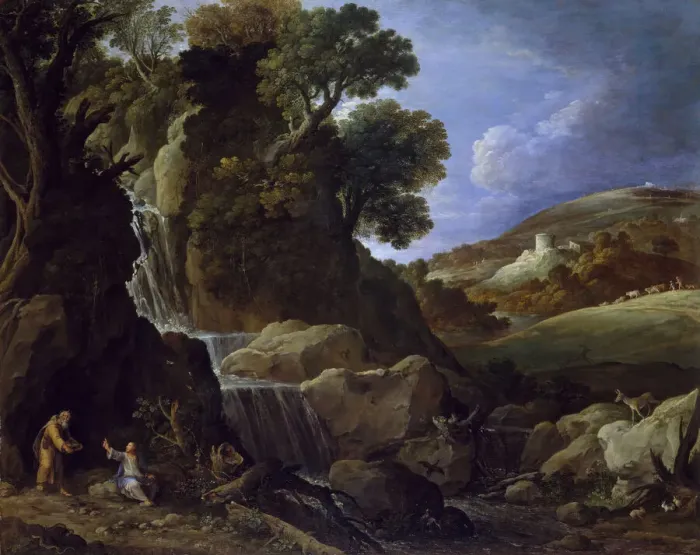 Framed Print : Christ Tempted in the Wilderness, 1626. Creator: Paul Brill Framed Print : Christ Tempted in the Wilderness, 1626. Creator: Paul Brill
