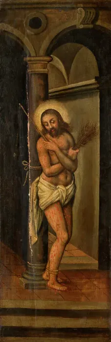 Framed Print : Christ tied to a Column, 17th century. Creator: Anon Framed Print : Christ tied to a Column, 17th century. Creator: Anon