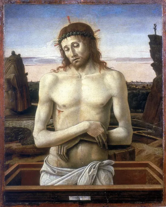 Framed Print : Christ in the Tomb, 1460. Artist: Giovanni Bellini Framed Print : Christ in the Tomb, 1460. Artist: Giovanni Bellini