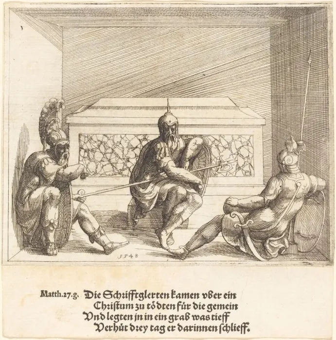 Framed Print : Christ in the Tomb, 1548. Creator: Augustin Hirschvogel Framed Print : Christ in the Tomb, 1548. Creator: Augustin Hirschvogel