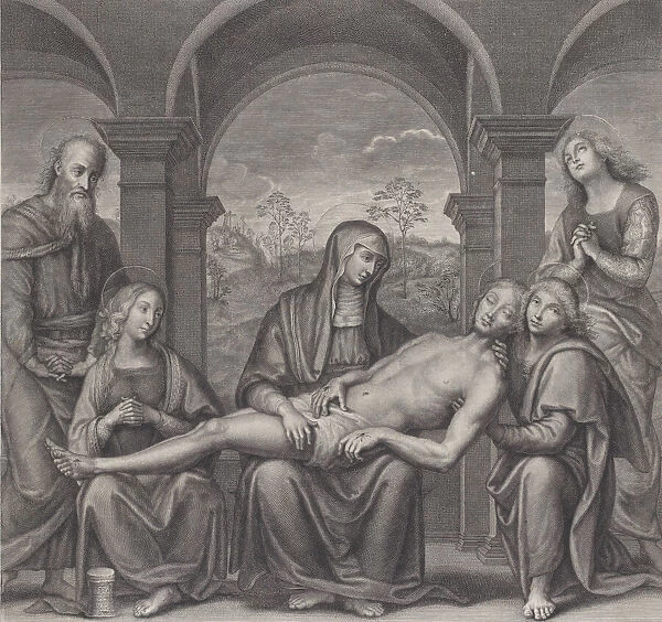 Christ in the tomb, resting across the Virgins lap; after Perugino, ca. 1685-1727