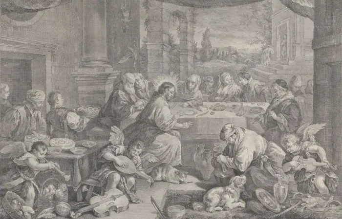 Framed Print : Christ turning turning water into wine at the wedding at Cana, 1743-63 Framed Print : Christ turning turning water into wine at the wedding at Cana, 1743-63