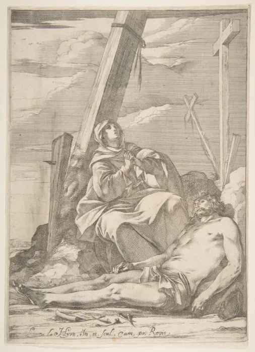 Framed Print : Christ and the Virgin at the Foot of the Cross. Creator: Laurent de la Hyre Framed Print : Christ and the Virgin at the Foot of the Cross. Creator: Laurent de la Hyre