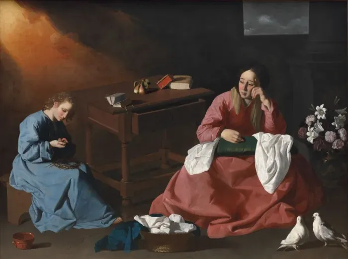 Framed Print : Christ and the Virgin in the House at Nazareth, c. 1640. Creator: Francisco de Zurbaran Framed Print : Christ and the Virgin in the House at Nazareth, c. 1640. Creator: Francisco de Zurbaran