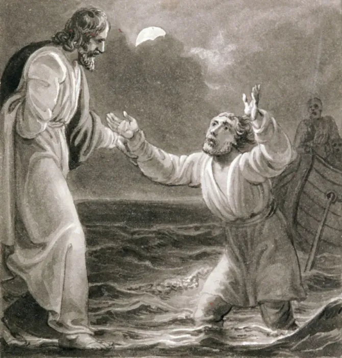 Framed Print : Christ Walking on the Water, c1810-c1844. Artist: Henry Corbould Framed Print : Christ Walking on the Water, c1810-c1844. Artist: Henry Corbould