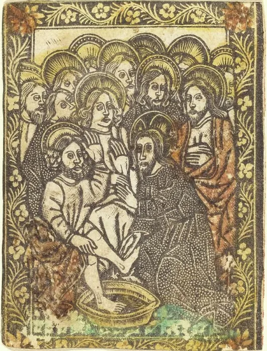 Framed Print : Christ Washing the Feet of the Apostles, 1460 / 1480. Creator: Master of the Borders with the Four Fathers of the Church Framed Print : Christ Washing the Feet of the Apostles, 1460 / 1480. Creator: Master of the Borders with the Four Fathers of the Church