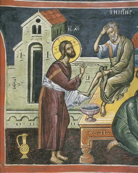 Framed Print : Christ Washing the Feet of the Apostles, 16th century. Artist: Byzantine Master Framed Print : Christ Washing the Feet of the Apostles, 16th century. Artist: Byzantine Master