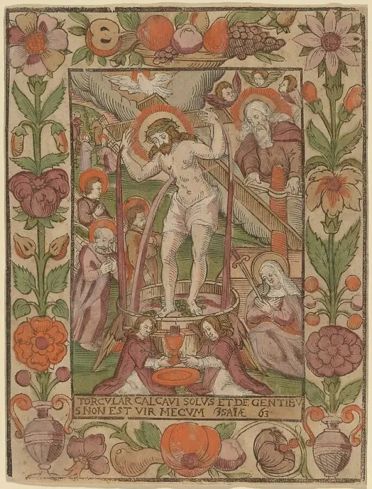 Framed Print : Christ in the Wine Press, 16th century. Creator: Unknown Framed Print : Christ in the Wine Press, 16th century. Creator: Unknown