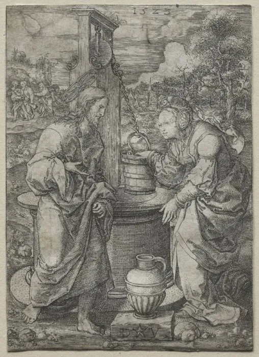 Framed Print : Christ and the Woman of Samaria, 1523. Creator: Dirk Vellert (Netherlandish, 1480 / 85-1547) Framed Print : Christ and the Woman of Samaria, 1523. Creator: Dirk Vellert (Netherlandish, 1480 / 85-1547)