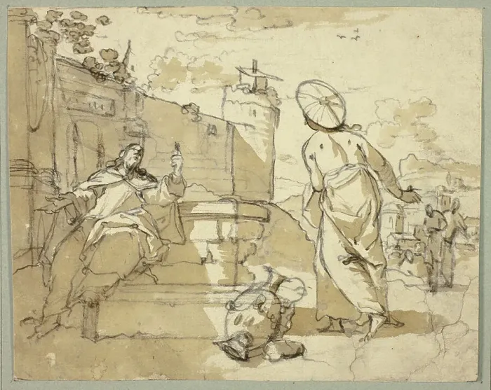 Framed Print : Christ and the Woman of Samaria, n.d. Creator: Jacob de Wit Framed Print : Christ and the Woman of Samaria, n.d. Creator: Jacob de Wit
