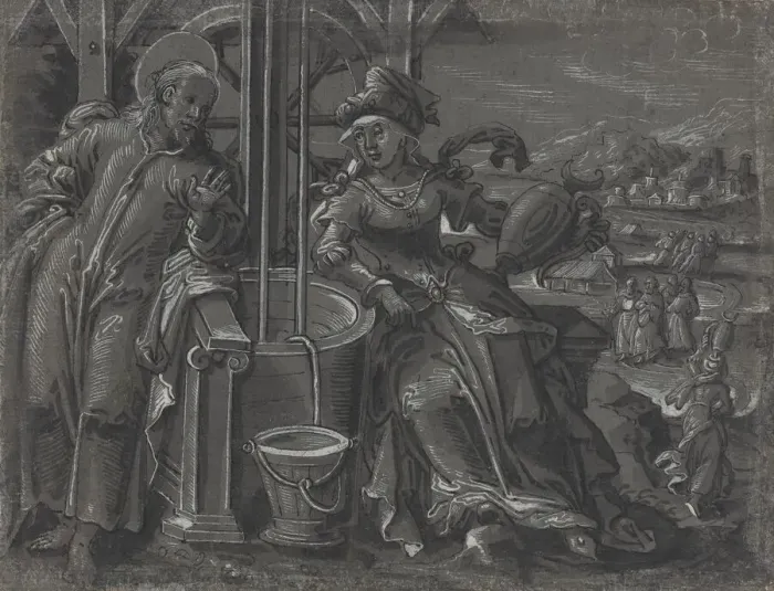 Framed Print : Christ and the Woman of Samaria [verso], c. 1600. Creator: Unknown